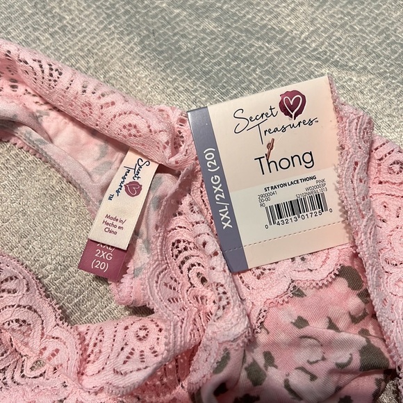 Secret Treasures Rayon Lace Thong Size XXL Pink - Picture 4 of 4